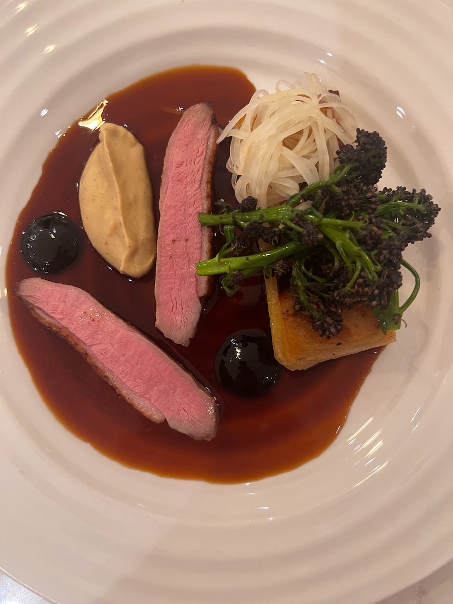 Creedy Carber duck, pontack sauce, celeriac gratin