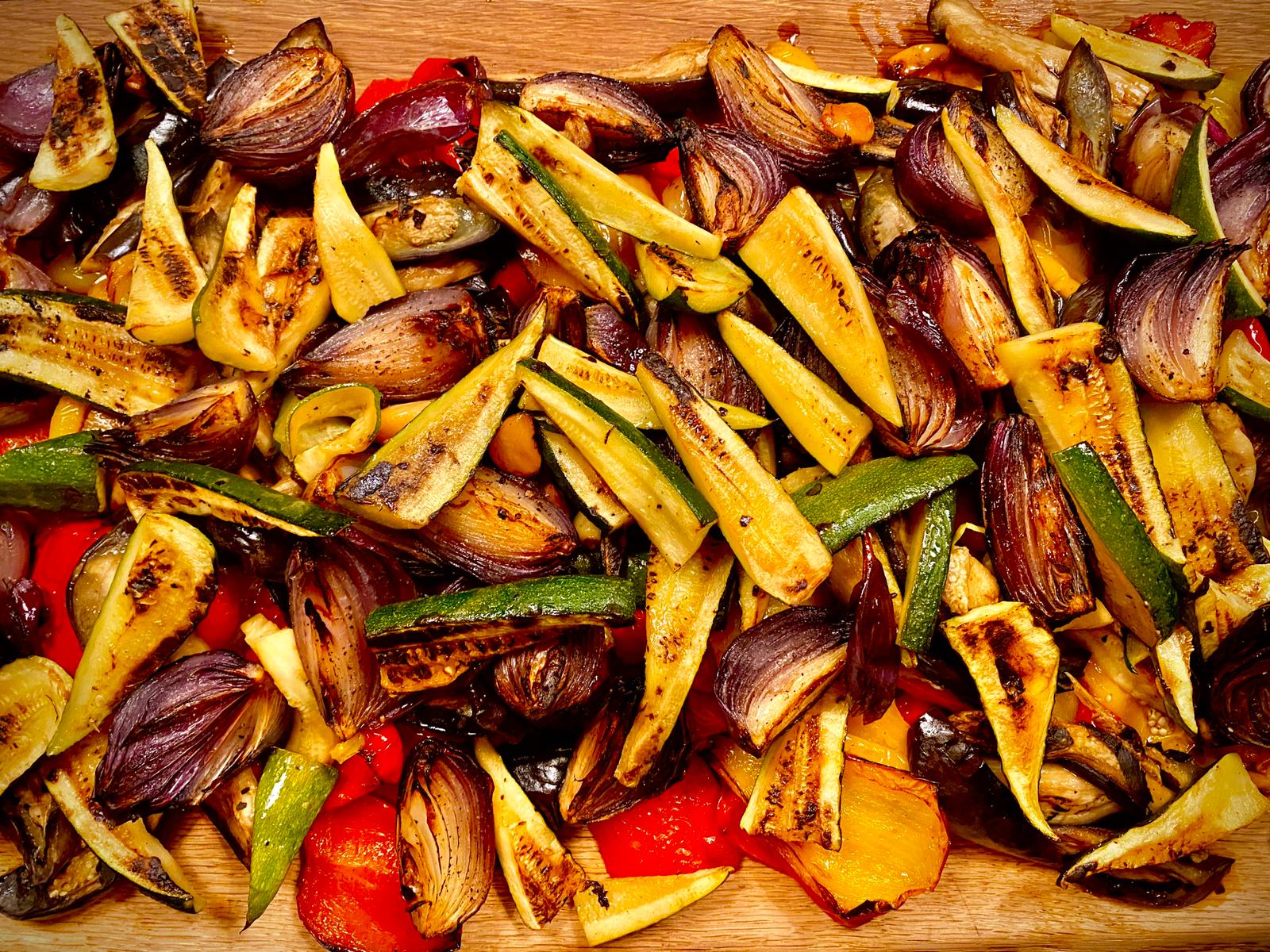 Fire cooked vegetables