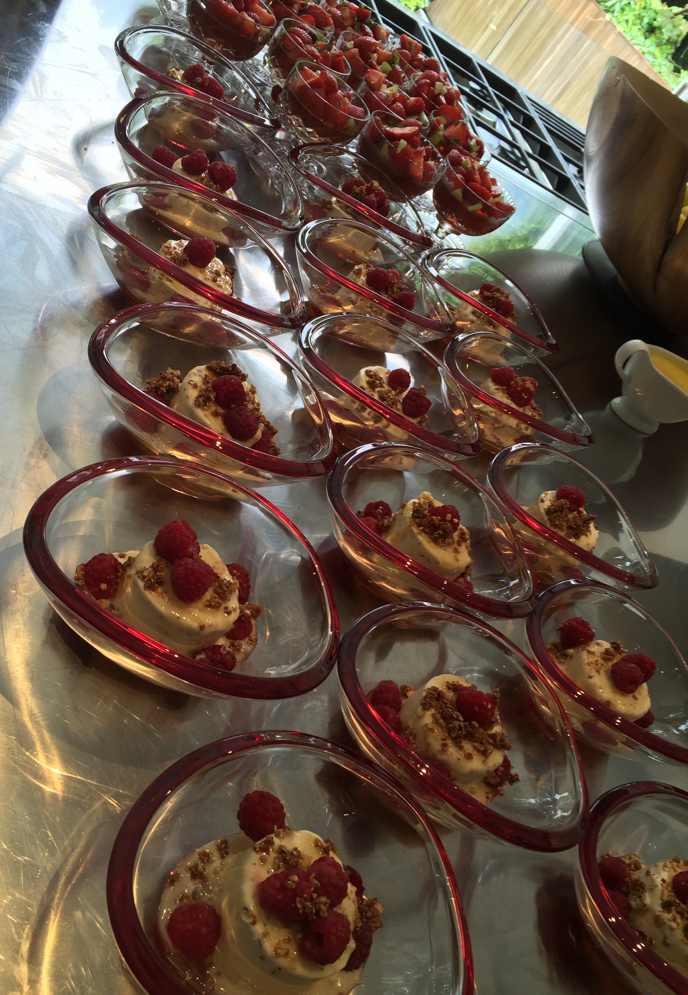 Honey & toasted oat parfait with raspberries & malt whisky