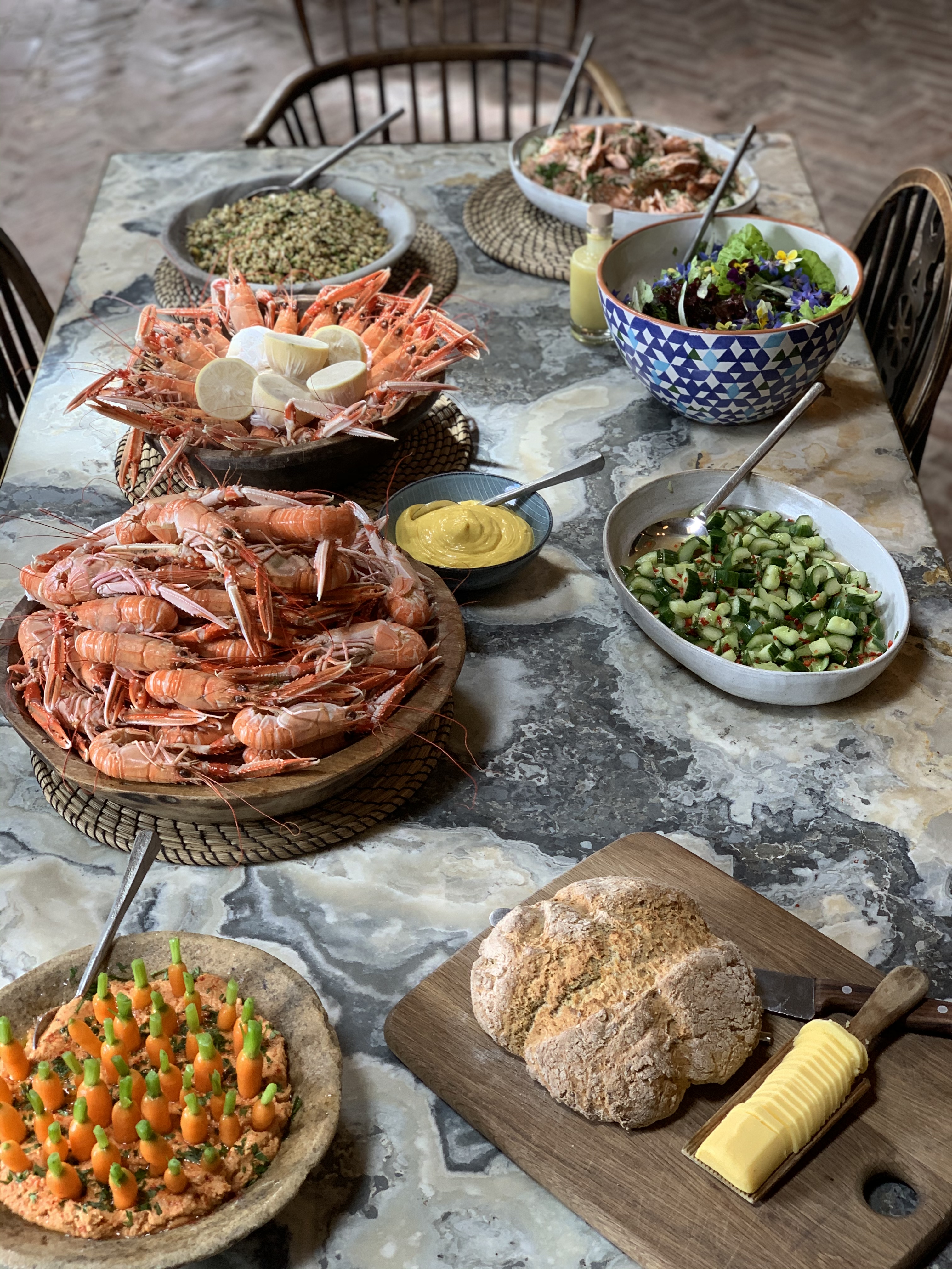 Pub lunch of west coast langoustines