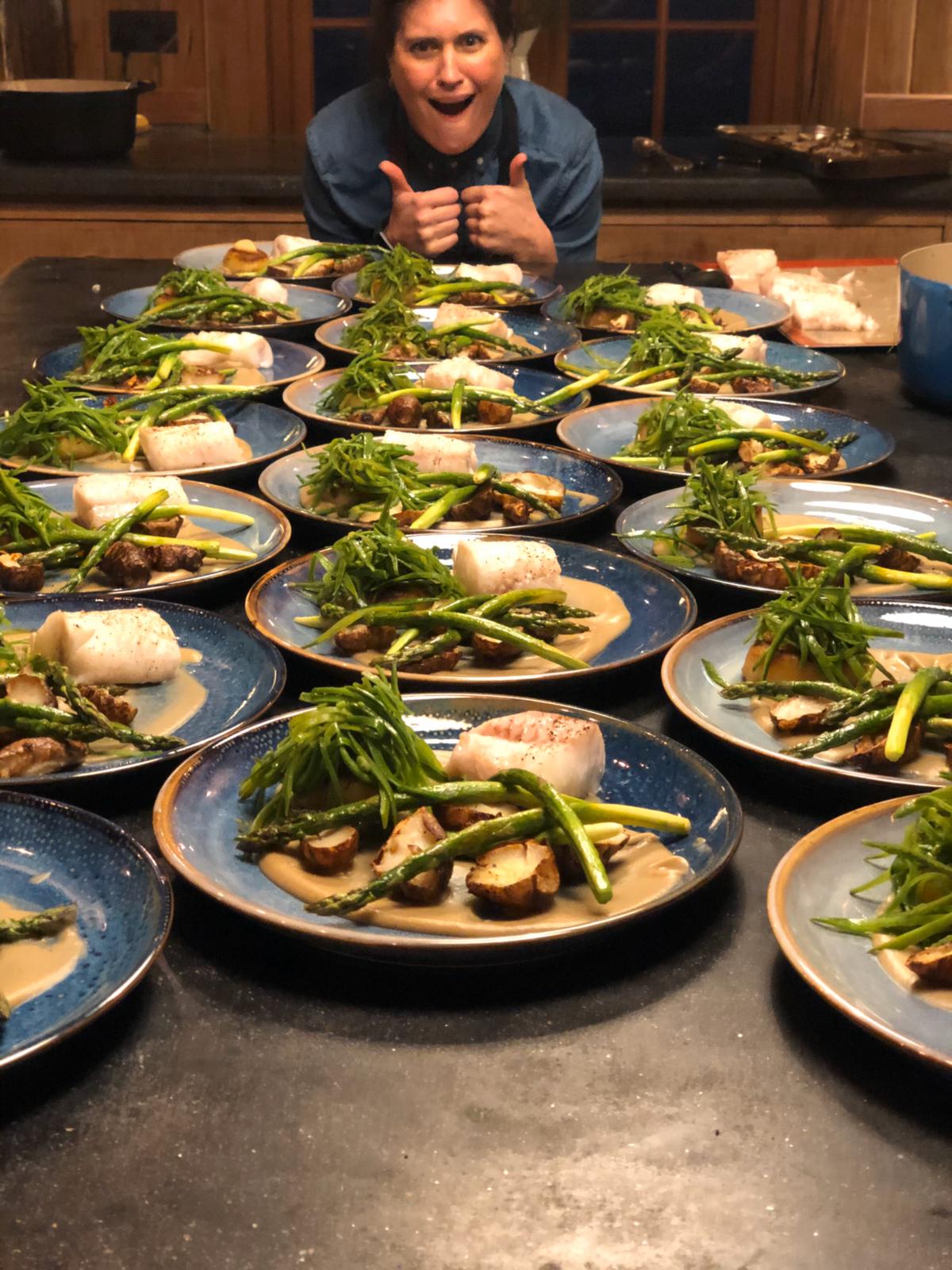 Wild halibut, jersusalem artichoke, peas & asparagus